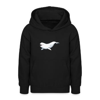 Baleine blanche Béluga - Sweat à capuche Ado - noir - Devant - AI Model Teenager Male light (155cm)