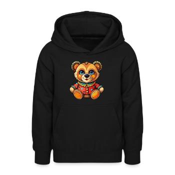 Ours en peluche avec pull - Sweat à capuche Ado - noir - Devant - AI Model Teenager Male light (155cm)