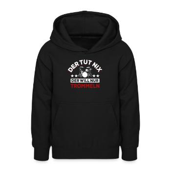 Der tut nix der will nur trommeln - Spruch - Teenager Hoodie - Schwarz - Vorne - AI Model Teenager Male light (155cm)