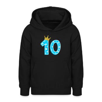 10 Krone 10. Geburtstag 10 Jahre - Teenager Hoodie - Schwarz - Vorne - AI Model Teenager Male light (155cm)