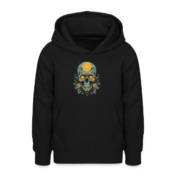Skull and crossbones with lemon - Teen Hoodie - black - Front - AI Model Teenager Male light (155cm)