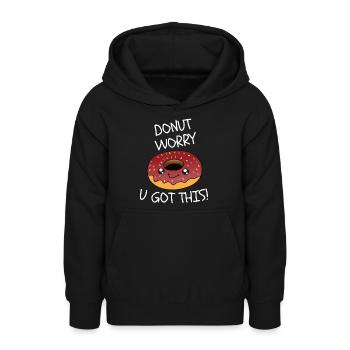 Donut Worry vous avez obtenu ceci - Sweat à capuche Ado - noir - Devant - AI Model Teenager Male light (155cm)