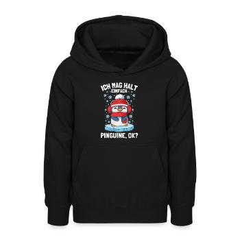 Ich Mag Halt Einfach Pinguine Süßer Pinguin - Teenager Hoodie - Schwarz - Vorne - AI Model Teenager Male light (155cm)