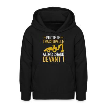 Pilote de Tractopelle Citation Conducteur - Sweat à capuche Ado - noir - Devant - AI Model Teenager Male light (155cm)