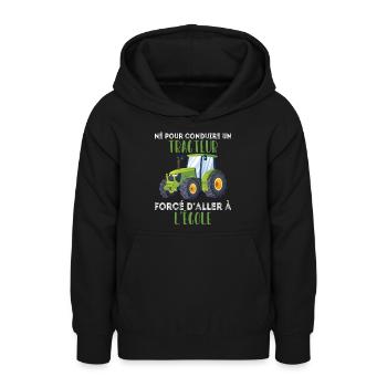 Humour d'agriculteur, Né pour conduire un tracteur - Sweat à capuche Ado - noir - Devant - AI Model Teenager Male light (155cm)
