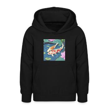 Koi Karpfen in einem Teich - Teenager Hoodie - Schwarz - Vorne - AI Model Teenager Male light (155cm)