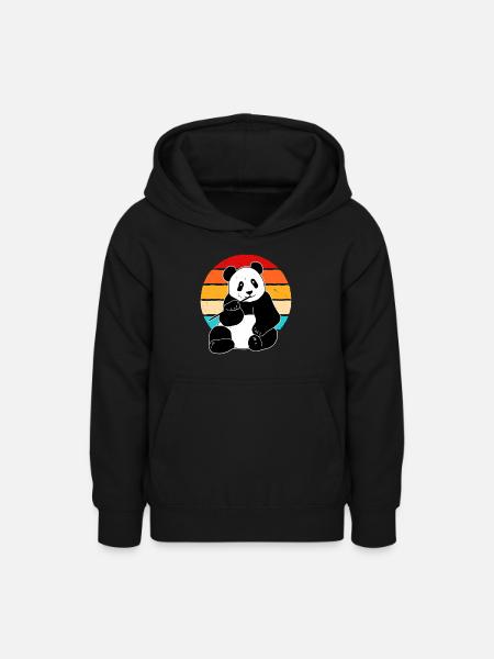 Panda - Teenager Hoodie - Schwarz
