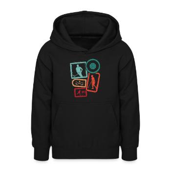 Floorball Salibandy Innebandy Boys Floorball - Teen Hoodie - black - Front - AI Model Teenager Male light (155cm)