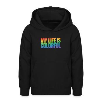 My Life Is Colorful - Teen Hoodie - black - Front - AI Model Teenager Male light (155cm)