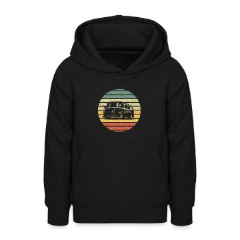 Camping-car Silhouette Vintage - Sweat à capuche Ado - noir - Devant - AI Model Teenager Male light (155cm)
