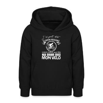 Cyclisme Dans Ma Tête Je suis sur Mon Vélo Humour - Sweat à capuche Ado - noir - Devant - AI Model Teenager Male light (155cm)