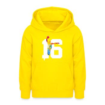 NUMMER 16 BASKETBALL 16. GEBURTSTAG - Teenager Hoodie - Gelb - Vorne - AI Model Teenager Male dark (155cm)