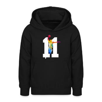 NUMMER 11 BASKETBALL 11. GEBURTSTAG - Teenager Hoodie - Schwarz - Vorne - AI Model Teenager Male light (155cm)