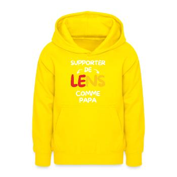 Supporter de Lens comme papa - Sweat à capuche Ado - jaune - Devant - AI Model Teenager Male dark (155cm)