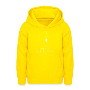 TV Tower Minimal w - Teen Hoodie - yellow - Front - AI Model Teenager Male dark (155cm)