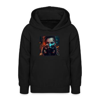 Sci-Fi woman with mask - Teen Hoodie - black - Front - AI Model Teenager Male light (155cm)