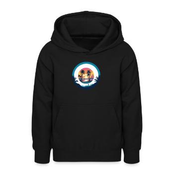 Coucher de soleil à Miami - Sweat à capuche Ado - noir - Devant - AI Model Teenager Male light (155cm)