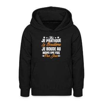 je boude au moins une fois par jour - Sweat à capuche Ado - noir - Devant - AI Model Teenager Male light (155cm)