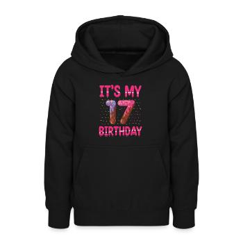 C’est mon 17e anniversaire | Saupoudrer des | à thème - Sweat à capuche Ado - noir - Devant - AI Model Teenager Male light (155cm)