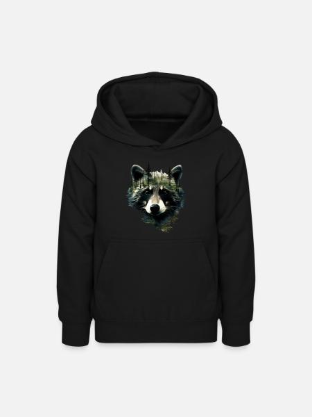 Waschbär - Teenager Hoodie - Schwarz