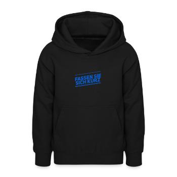 kurz und knapp - Teenager Hoodie - Schwarz - Vorne - AI Model Teenager Male light (155cm)