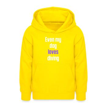 Even my cat loves diving. - Teen Hoodie - yellow - Front - AI Model Teenager Male dark (155cm)