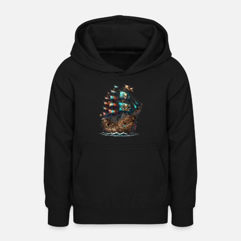 Bateau pirate - Sweat à capuche Ado - noir