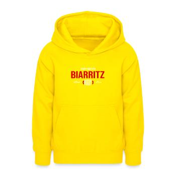 Rugby Biarritz supporter rugby BO - Sweat à capuche Ado - jaune - Devant - AI Model Teenager Male dark (155cm)