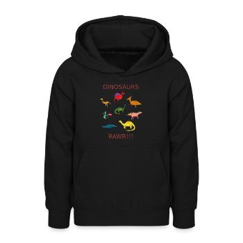 Motif de dinosaure Rawr Dinosaures Dinosaures - Sweat à capuche Ado - noir - Devant - AI Model Teenager Male light (155cm)
