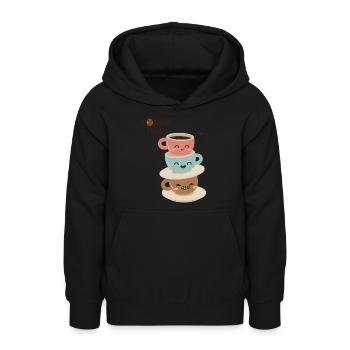 L’heure du café - Sweat à capuche Ado - noir - Devant - AI Model Teenager Male light (155cm)