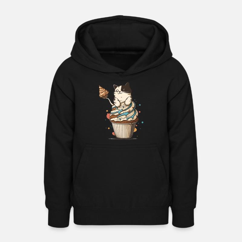 Chat Cupcake - Sweat à capuche Ado - noir