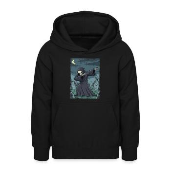 Grim Reaper im nächtlichen Friedhof - Teenager Hoodie - Schwarz - Vorne - AI Model Teenager Male light (155cm)