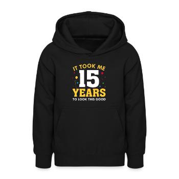 Il m’a fallu 15 ans pour être aussi belle - Sweat à capuche Ado - noir - Devant - AI Model Teenager Male light (155cm)