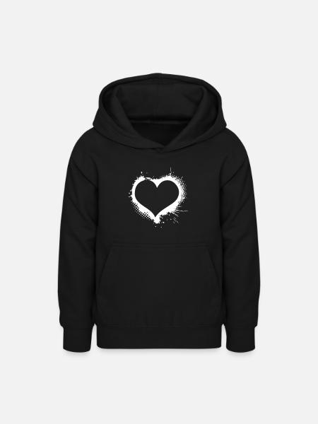 Herz - Teenager Hoodie - Schwarz