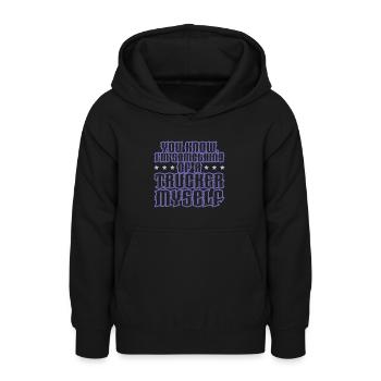 Camionneur drôle de dicton - Sweat à capuche Ado - noir - Devant - AI Model Teenager Male light (155cm)