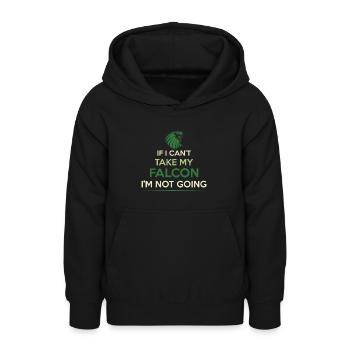 Fauconnerie Pub Chasse - Sweat à capuche Ado - noir - Devant - AI Model Teenager Male light (155cm)