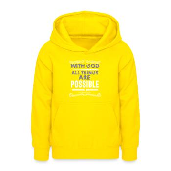 Bible Dieu tout ce qui est possible - Sweat à capuche Ado - jaune - Devant - AI Model Teenager Male dark (155cm)