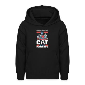 Go Kart Karting Karting Cat - Sweat à capuche Ado - noir - Devant - AI Model Teenager Male light (155cm)