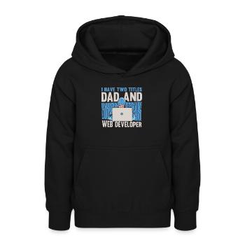 Web Developer Web Developer Father - Teen Hoodie - black - Front - AI Model Teenager Male light (155cm)