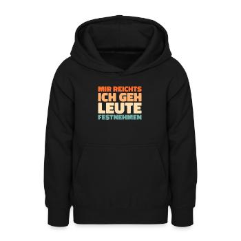 Policier Police - Sweat à capuche Ado - noir - Devant - AI Model Teenager Male light (155cm)