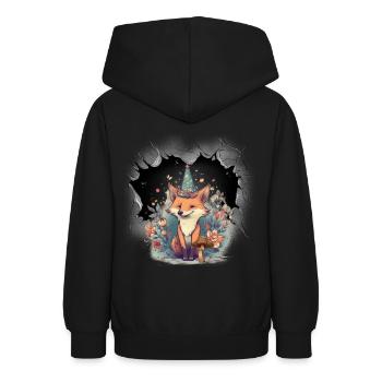 mystisch Fuchs Füchse Märchen Märchenfigur Kind - Teenager Hoodie - Schwarz - Hinten - AI Model Teenager Male light (155cm)