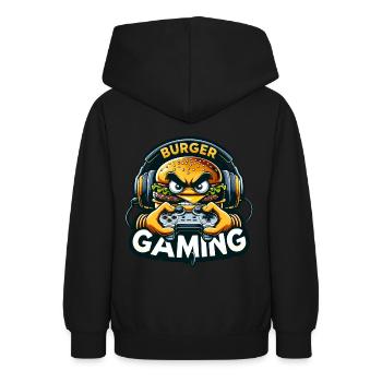 Ein Burger, der Videospiele spielt - Teenager Hoodie - Schwarz - Hinten - AI Model Teenager Male light (155cm)
