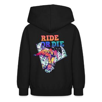 Snowboarder Ride or Die - Teenager Hoodie - Schwarz - Hinten - AI Model Teenager Male light (155cm)