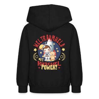 Astronaut mit Teddybär - Teenager Hoodie - Schwarz - Hinten - AI Model Teenager Male light (155cm)