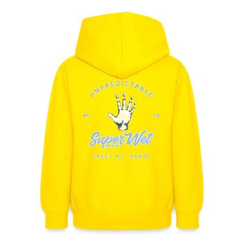 Unpredictable freezing hands (Pale) - Teen Hoodie - yellow - Back - AI Model Teenager Male dark (155cm)