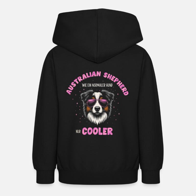 Aussie - comme un chien normal, mais rose plus froid - Sweat à capuche Ado - noir