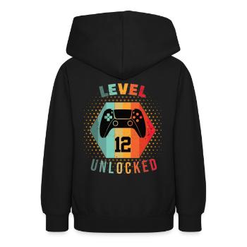 Jungs 12.Geburtstag LvL 12 UNLOCKED Teenager 2010. - Teenager Hoodie - Schwarz - Hinten - AI Model Teenager Male light (155cm)
