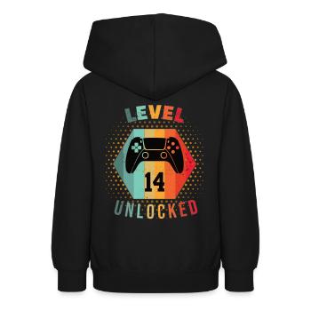 Jungs 14.Geburtstag LvL 14 UNLOCKED Teenager 2008. - Teenager Hoodie - Schwarz - Hinten - AI Model Teenager Male light (155cm)