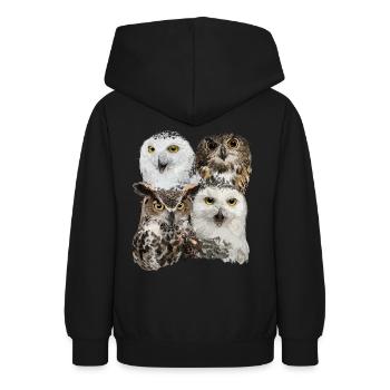 Owls - Teen Hoodie - black - Back - AI Model Teenager Male light (155cm)