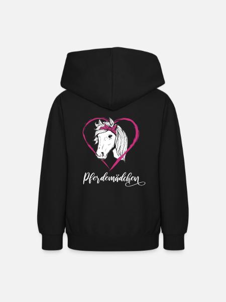 Pferdemädchen Pferde Herz Geschenkidee - Teenager Hoodie - Schwarz